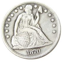 US 1870CC Seated Liberty Dollar Silver Plated Copy Coin