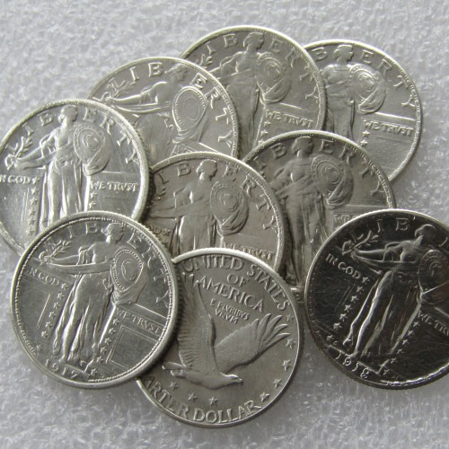 90% Silver US A Set Of(1916-1924)PS 9PCS Standing Liberty Quarter Dollar Copy Coin