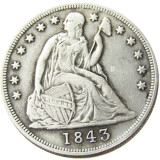 US Whole Set Of(1840-1873) -P-S-O-CC 46PCS Seated Liberty Dollar Silver Plated Copy Coins