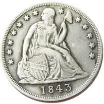 US 1843 Seated Liberty Dollar Silver Plated Copy Coin