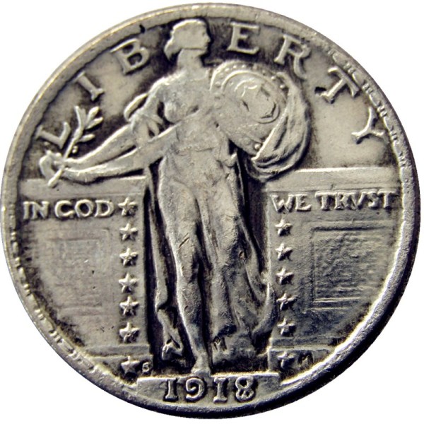 US 1917/8s Standing Liberty Quarter Dollar Silver Plated Copy Coin
