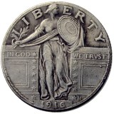 US 1916 Standing Liberty Quarter Dollar Silver Plated Copy Coin