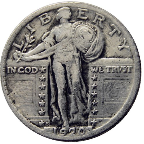 US 1920s Standing Liberty Quarter Dollar Silver Plated Copy Coin