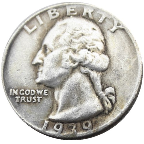 US Coins 1939D Washington Quarter Dollar Silver Plated Copy Coin