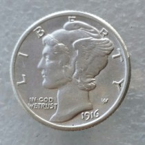 90% Silver US 1916D Mercury Dime Copy Coin