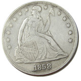 US 1858 Seated Liberty Dollar Silver Plated Copy Coin