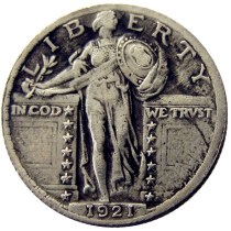 US 1921 Standing Liberty Quarter Dollar Silver Plated Copy Coin