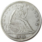 US 1845 Seated Liberty Dollar Silver Plated Copy Coin
