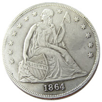 US 1864 Seated Liberty Dollar Silver Plated Copy Coin US 1864 Seated Liberty Dollar Silver Plated Copy Coin