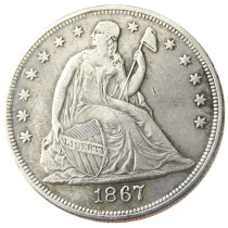 US 1867 Seated Liberty Dollar Silver Plated Copy Coin US 1867 Seated Liberty Dollar Silver Plated Copy Coin