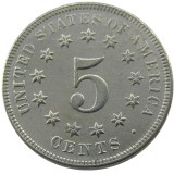 US 1872 Shield Nickel Five Cents Copy Coin