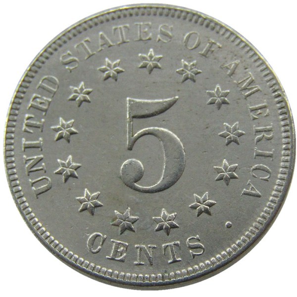 US 1872 Shield Nickel Five Cents Copy Coin