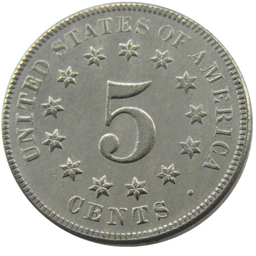 US 1870 Shield Nickel Five Cents Copy Coin