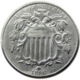US 1880 Shield Nickel Five Cents Copy Coin