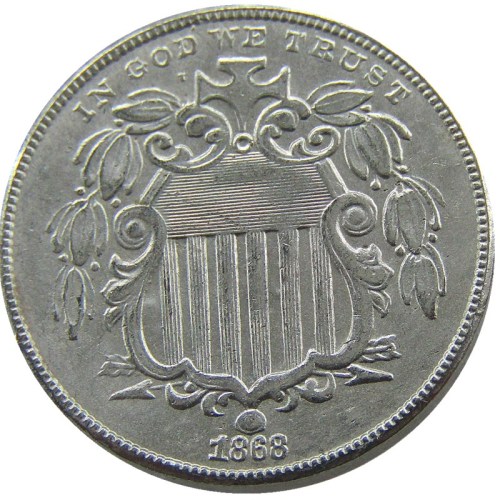 US 1868 Shield Nickel Five Cents Copy Coin