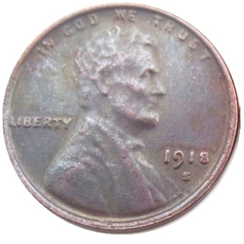 US 1918-P-S-D Lincoln Penny Cent 100% Copper Copy Coin