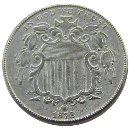 US 1878 Shield Nickel Five Cents Copy Coin