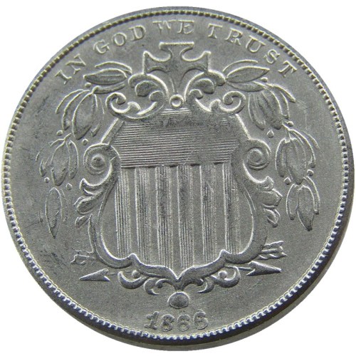US 1866 Shield Nickel Five Cents Copy Coin