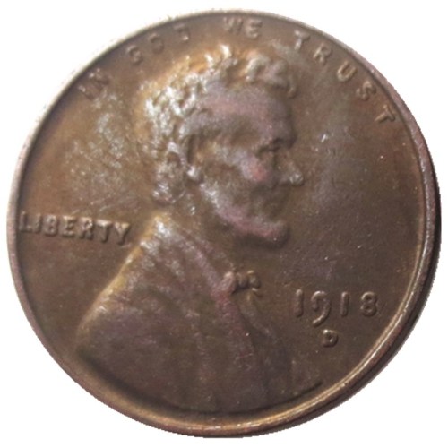 US 1918-P-S-D Lincoln Penny Cent 100% Copper Copy Coin