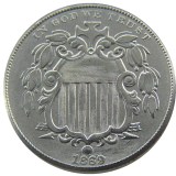 US 1869 Shield Nickel Five Cents Copy Coin