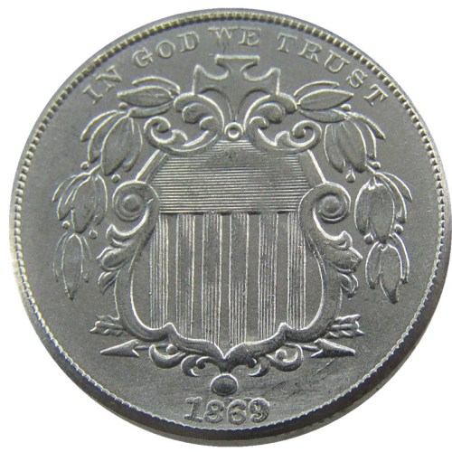 US 1869 Shield Nickel Five Cents Copy Coin