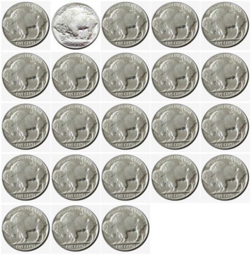 US A set of(1913-1938) 23pcs Buffalo Nickel Five Cents Copy Decorative Coin