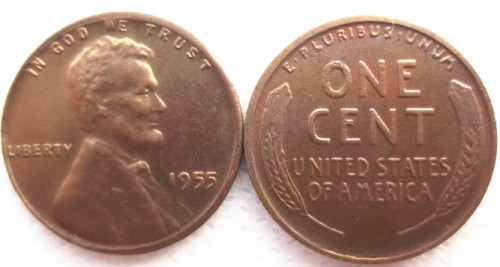 US 1955P-S-D Lincoln Penny Cent 100% Copper Copy Coin