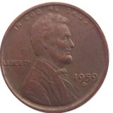 US 1959D Lincoln Penny Cent 100% Copper Copy Coin