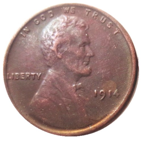 US 1914-P-S-D Lincoln Penny Cent 100% Copper Copy Coin