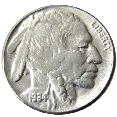 US 1934P-D  Buffalo Nickel Five Cents Copy Coin