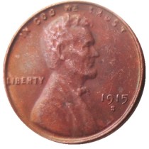 US 1915-P-S-D Lincoln Penny Cent 100% Copper Copy Coin