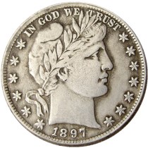 US 1897 P-S-O Barber Half Dollar Silver Plated Copy Coins