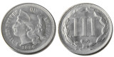 US 1886 Three Cents Nickel Copy Coin