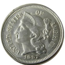 US 1882 Three Cents Nickel Copy Coin