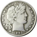 US 1893 P-S-O Barber Half Dollar Silver Plated Copy Coins