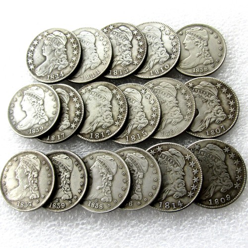 US (1807-1839)mix dates CAPPED BUST HALF DOLLAR Copy Coin(17pieces)