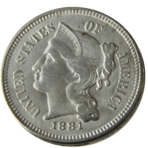 US 1881 Three Cents Nickel Copy Coin