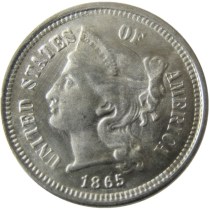 US 1865 Three Cents Nickel Copy Coin