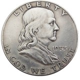 US 1953 PSD Franklin Half Dollar Silver Plated Copy Coins