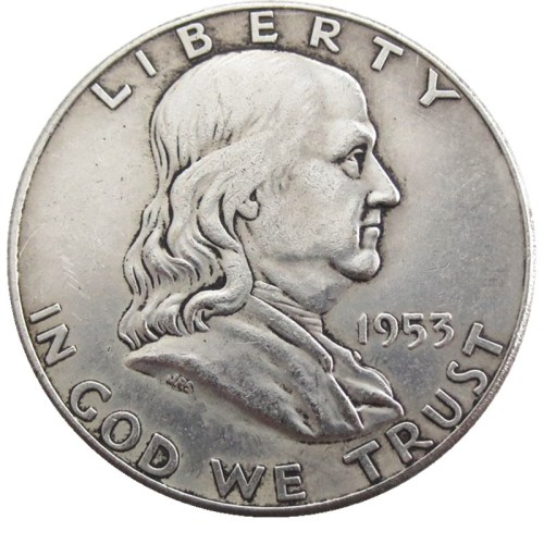 US 1953 PSD Franklin Half Dollar Silver Plated Copy Coins