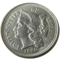 US 1880 Three Cents Nickel Copy Coin