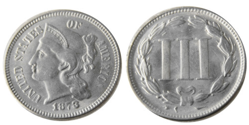 US 1873 Three Cents Nickel Copy Coin