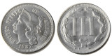 US 1887 Three Cents Nickel Copy Coin