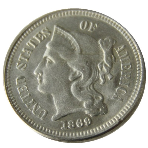 US 1869 Three Cents Nickel Copy Coin