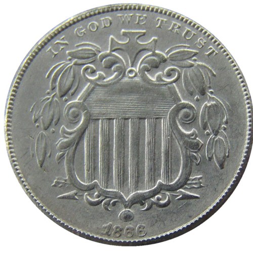 US 1866 Shield With Rays Five Cents Nickel Copy Coins
