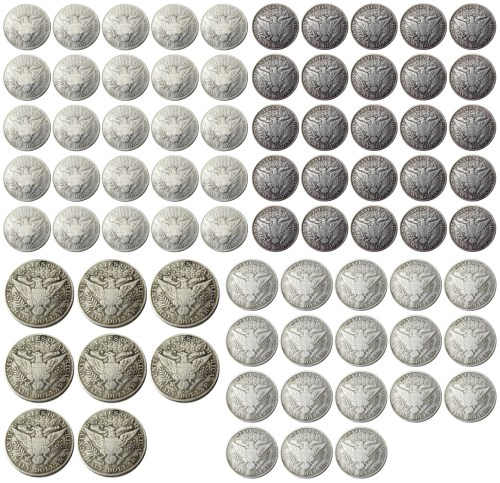US Full Set Of(1892-1916)-PSOD 78pcs Barber Half Dollar Silver Plated Copy Coin