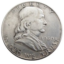 US 1960 PD Franklin Half Dollar Silver Plated Copy Coins