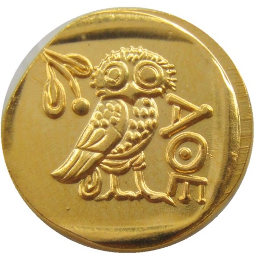 G(02)Ancient Athens Greek gold Drachm - Atena Greece Owl Drachma Gold Plated copy coins