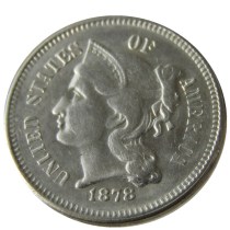 US 1878 Three Cents Nickel Copy Coin