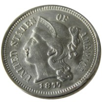 US 1877 Three Cents Nickel Copy Coin